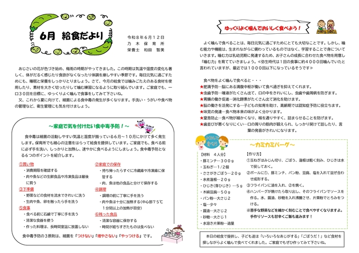 給食だより